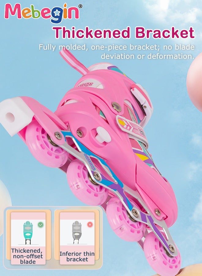 MEBEGIN Girls Roller Skates Set with Protective Gear and Helmet, Fashion Durable Roller Boots with Wear-resistant Flashing Wheels and Comfortable Interior, 4 Sizes Adjustable, Suitable for Girls and Youth Beginner, Perfect Gift for Girls - Image 3